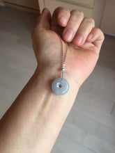 Load image into Gallery viewer, 12.6-16.2mm Type A 100% Natural icy watery light green blue purple white gray Jadeite Safety Guardian Button donuts pendant PF3