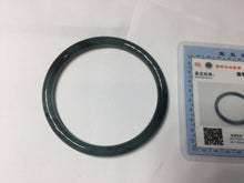 Load image into Gallery viewer, 57.3mm Type A 100% Natural icy black(WuJi 冰乌鸡) blue gray Guatemala Slim Round Cut Jadeite Bangle PJ158-1380