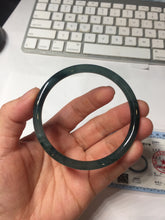 Load image into Gallery viewer, 57.3mm Type A 100% Natural icy black(WuJi 冰乌鸡) blue gray Guatemala Slim Round Cut Jadeite Bangle PJ158-1380