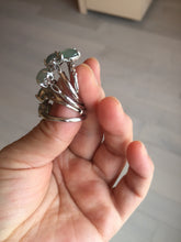 Load image into Gallery viewer, 100% natural type A icy watery green dark green four-prong jadeite jade ring group AA88