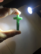 Load image into Gallery viewer, 100% Natural type A dark green/blue/black/gray Guatemala jadeite Jade Hand-held cross or cross pendant group PE14