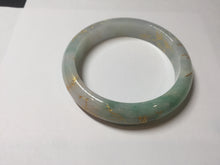 Load image into Gallery viewer, 52mm 100% natural Type A sunny green pink carved and golden-painted jadeite jade bangle PH201