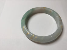 Load image into Gallery viewer, 52mm 100% natural Type A sunny green pink carved and golden-painted jadeite jade bangle PH201