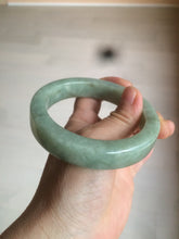 Load image into Gallery viewer, 59.5mm certified type A 100% Natural light green/gray chubby square style Jadeite Jade bangle AZ38-1505
