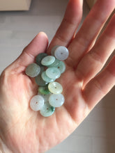 Load image into Gallery viewer, 12.5-13mm Type A 100% Natural icy watery green purple white yellow Jadeite Safety Guardian Button donuts pendant PF2