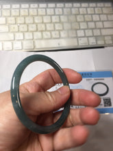 Load image into Gallery viewer, 55.4mm Certified Type A 100% Natural dark green/blue/gray with Guatemala slim round cut Jadeite bangle PH223-0252