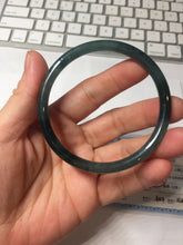 Load image into Gallery viewer, 57.3mm Type A 100% Natural icy black(WuJi 冰乌鸡) blue gray Guatemala Slim Round Cut Jadeite Bangle PJ158-1380