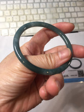 Load image into Gallery viewer, 55.4mm Certified Type A 100% Natural dark green/blue/gray with Guatemala slim round cut Jadeite bangle PH223-0252