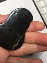 Load image into Gallery viewer, 100% Natural dark green/black jadeite jade(Mocui, 墨翠) GuanYin(观音) Pendant/handhold worry stone BL130