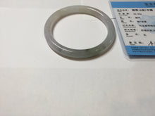 Load image into Gallery viewer, 57.7mm certified Type A 100% Natural white light green purple with brown red flying dandelions slim round cut Jadeite Jade bangle PE120-3712