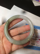 Load image into Gallery viewer, 56mm certified 100% natural type A light green/white chubby round cut jadeite jade bangle AK66-3498