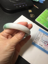 Load image into Gallery viewer, 56.7mm certified 100% natural type A sunny green/white jadeite jade bangle BK71-5217