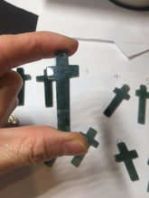 Load image into Gallery viewer, 100% Natural type A dark green/blue/black/gray Guatemala jadeite Jade Hand-held cross or cross pendant group PE14