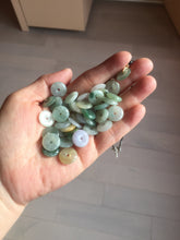 Load image into Gallery viewer, 12.5-13mm Type A 100% Natural icy watery green purple white yellow Jadeite Safety Guardian Button donuts pendant PF2