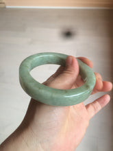 Load image into Gallery viewer, 59.5mm certified type A 100% Natural light green/gray chubby square style Jadeite Jade bangle AZ38-1505