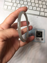 Load image into Gallery viewer, 58.5mm Certified 100% Natural Icy Watery Gray Very Light Smoky Purple (烟紫) round cut Nephrite Bangle HN228-9110