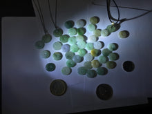 Load image into Gallery viewer, 12.5-13mm Type A 100% Natural icy watery green purple white yellow Jadeite Safety Guardian Button donuts pendant PF2