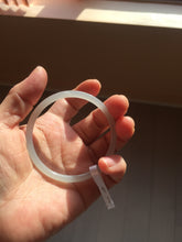 Load image into Gallery viewer, 52.5mm Certified 100% Natural icy gray (灰冰) slim round cut nephrite jade bangle HF125-9106
