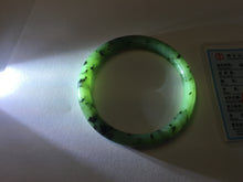 Load image into Gallery viewer, 55mm Certified 100% Natural Fresh Young Green/Dark Green/Black Green Ink Painting (绿水墨) Round Cut Nephrite (Wulanhai 乌兰海碧玉) Bangle HN166-7328