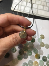 Load image into Gallery viewer, 12.5-13mm Type A 100% Natural icy watery green purple white yellow Jadeite Safety Guardian Button donuts pendant PF2
