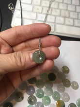 Load image into Gallery viewer, 12.5-13mm Type A 100% Natural icy watery green purple white yellow Jadeite Safety Guardian Button donuts pendant PF2