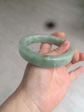 Load image into Gallery viewer, 59.5mm certified type A 100% Natural light green/gray chubby square style Jadeite Jade bangle AZ38-1505