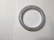 Load image into Gallery viewer, 57m Type A 100% Natural light purple white carved branches and flowers and golden-painted jadeite jade bangle BH132