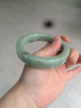 Load image into Gallery viewer, 59.5mm certified type A 100% Natural light green/gray chubby square style Jadeite Jade bangle AZ38-1505
