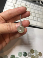 Load image into Gallery viewer, 12.5-13mm Type A 100% Natural icy watery green purple white yellow Jadeite Safety Guardian Button donuts pendant PF2