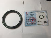 Load image into Gallery viewer, 56.5mm Certified 100% Natural Dark Green/Black Green Ink Painting (绿水墨) Round Cut Nephrite (Wulanhai 乌兰海碧玉) Bangle HN167-7332