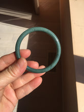 Load image into Gallery viewer, 55mm Certified Type A 100% Natural dark green blue gray black with flying snow slim round cut Guatemala Jadeite bangle PJ8-4324