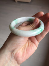 Load image into Gallery viewer, 57mm Certified Type A 100% Natural sunny green/white(白底青) Jadeite Jade bangle AY91-2805