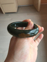 Load image into Gallery viewer, 52.3mm 100% Natural dark green yellow nephrite Jade bangle(河磨玉) HE103