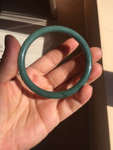 Load image into Gallery viewer, 55mm Certified Type A 100% Natural dark green blue gray black with flying snow slim round cut Guatemala Jadeite bangle PJ8-4324