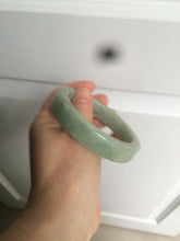 Load image into Gallery viewer, 59.5mm certified type A 100% Natural light green/gray chubby square style Jadeite Jade bangle AZ38-1505