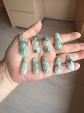Load image into Gallery viewer, Type A 100% Natural icy watery white/green with green floating flowers Four Seasons Fortune Beans jadeite jade group AU79