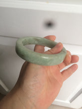 Load image into Gallery viewer, 59.5mm certified type A 100% Natural light green/gray chubby square style Jadeite Jade bangle AZ38-1505