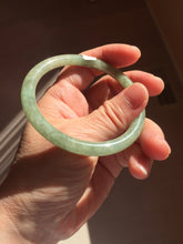 Load image into Gallery viewer, 57.4mm Certified 100% natural Type A oily dark green/ gray/brown (老油青) slim round cut jadeite jade bangle PB320-0596