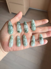 Load image into Gallery viewer, Type A 100% Natural icy watery white/green with green floating flowers Four Seasons Fortune Beans jadeite jade group AU79