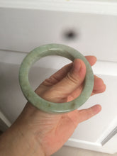 Load image into Gallery viewer, 59.5mm certified type A 100% Natural light green/gray chubby square style Jadeite Jade bangle AZ38-1505