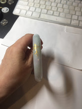 Load image into Gallery viewer, 59.2mm Certified 100% Natural type A light green/purple carved and golden-painted chubby round cut Jadeite Jade bangle PA174-(8571)