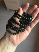 Load image into Gallery viewer, 5.5-6mm 100% natural type A dark green/black jadeite jade beads bracelet group BL132