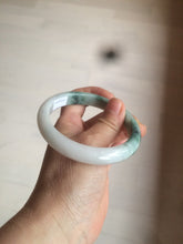 Load image into Gallery viewer, 58.8mm certified 100% Natural green/white with green floating flowers Jadeite Jade bangle AZ37-4365