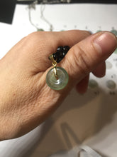 Load image into Gallery viewer, 12.5-13mm Type A 100% Natural icy watery green purple white yellow Jadeite Safety Guardian Button donuts pendant PF2