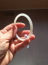 Load image into Gallery viewer, 52.5mm Certified 100% Natural icy gray (灰冰) slim round cut nephrite jade bangle HF127-9232