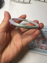 Load image into Gallery viewer, 卖了 54mm Certified Type A 100% Natural purple green slim round cut Jadeite Jade bangle AZ183-0512