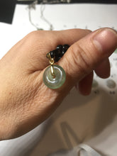 Load image into Gallery viewer, 12.5-13mm Type A 100% Natural icy watery green purple white yellow Jadeite Safety Guardian Button donuts pendant PF2