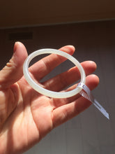 Load image into Gallery viewer, 52.5mm Certified 100% Natural icy gray (灰冰) slim round cut nephrite jade bangle HF127-9232