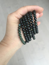 Load image into Gallery viewer, 5.5-6mm 100% natural type A dark green/black jadeite jade beads bracelet group BL132