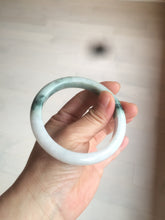 Load image into Gallery viewer, 58.8mm certified 100% Natural green/white with green floating flowers Jadeite Jade bangle AZ37-4365